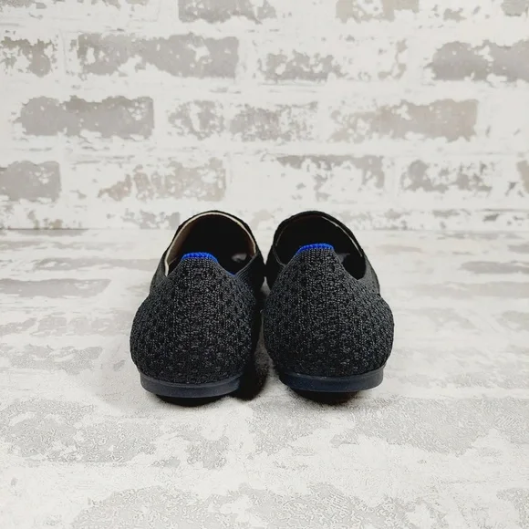 NEW Rothy's The Flat Black Knit Round Toe Slip On Loafers V111